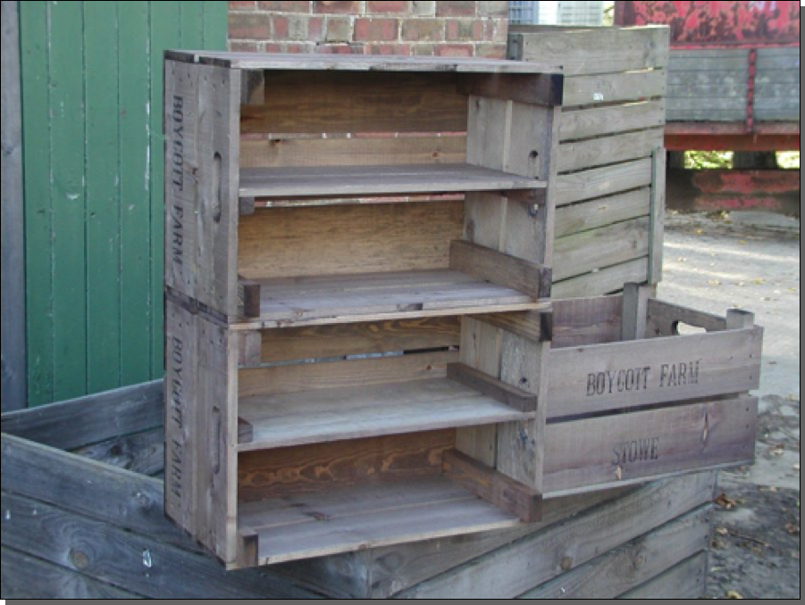 Middle shelf repro bushel boxes

